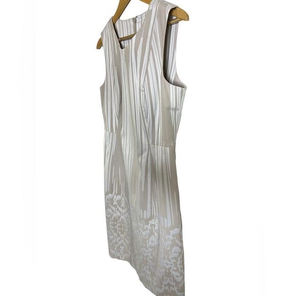 Calvin Klein Beige Sheath dress Ikat Jacquard sz L - Picture 3 of 5
